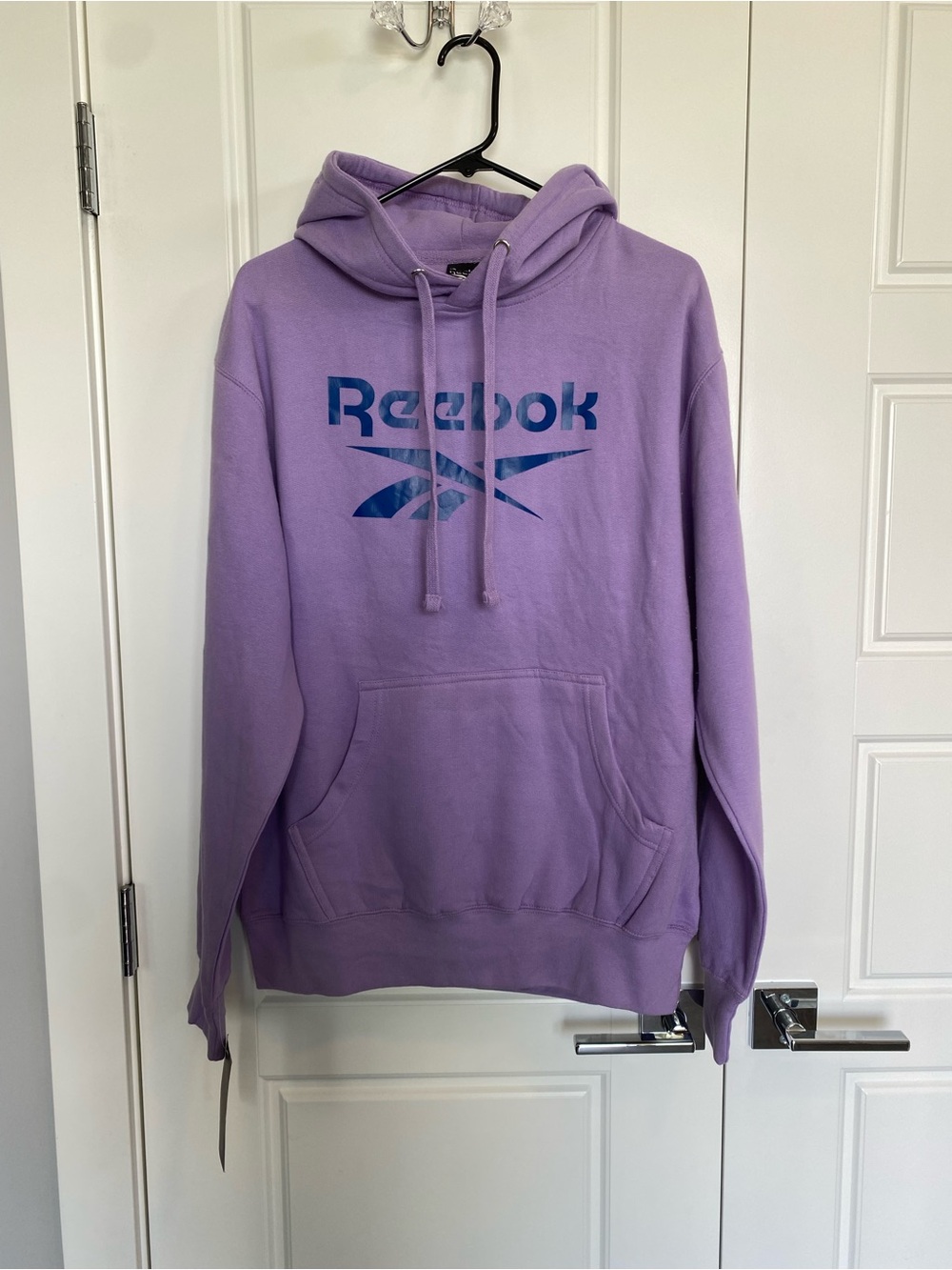 NWOT UNISEX Reebok Men's Medium Women’s LG Lavender Logo Hoodie